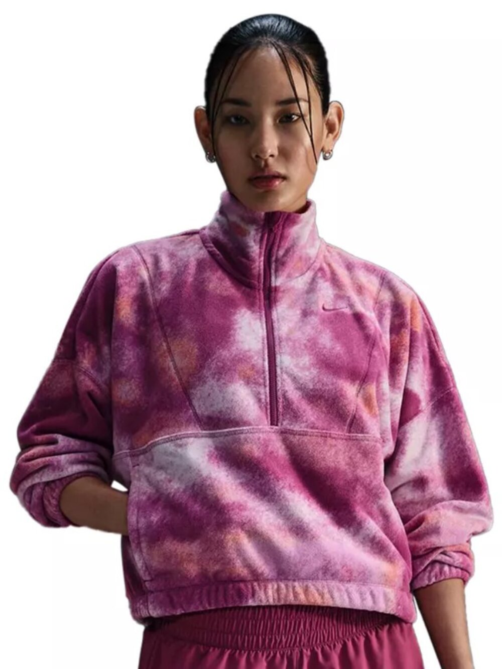 Nike One Women's Therma-FIT Oversized 1/2-Zip Fleece Printed Top Fleece Sweater